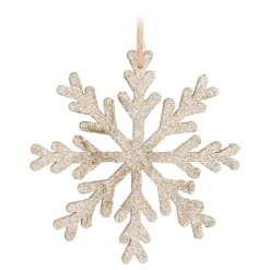 Wooden Champagne Snowflake Christmas Ornament