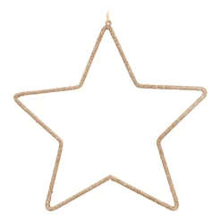 Wooden Glitter Star Ornament | Champagne | 24 Cm