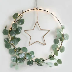 Wooden Glitter Star Ornament | Champagne | 24 Cm