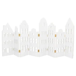 Wooden Row Of Houses With Golden Hinges