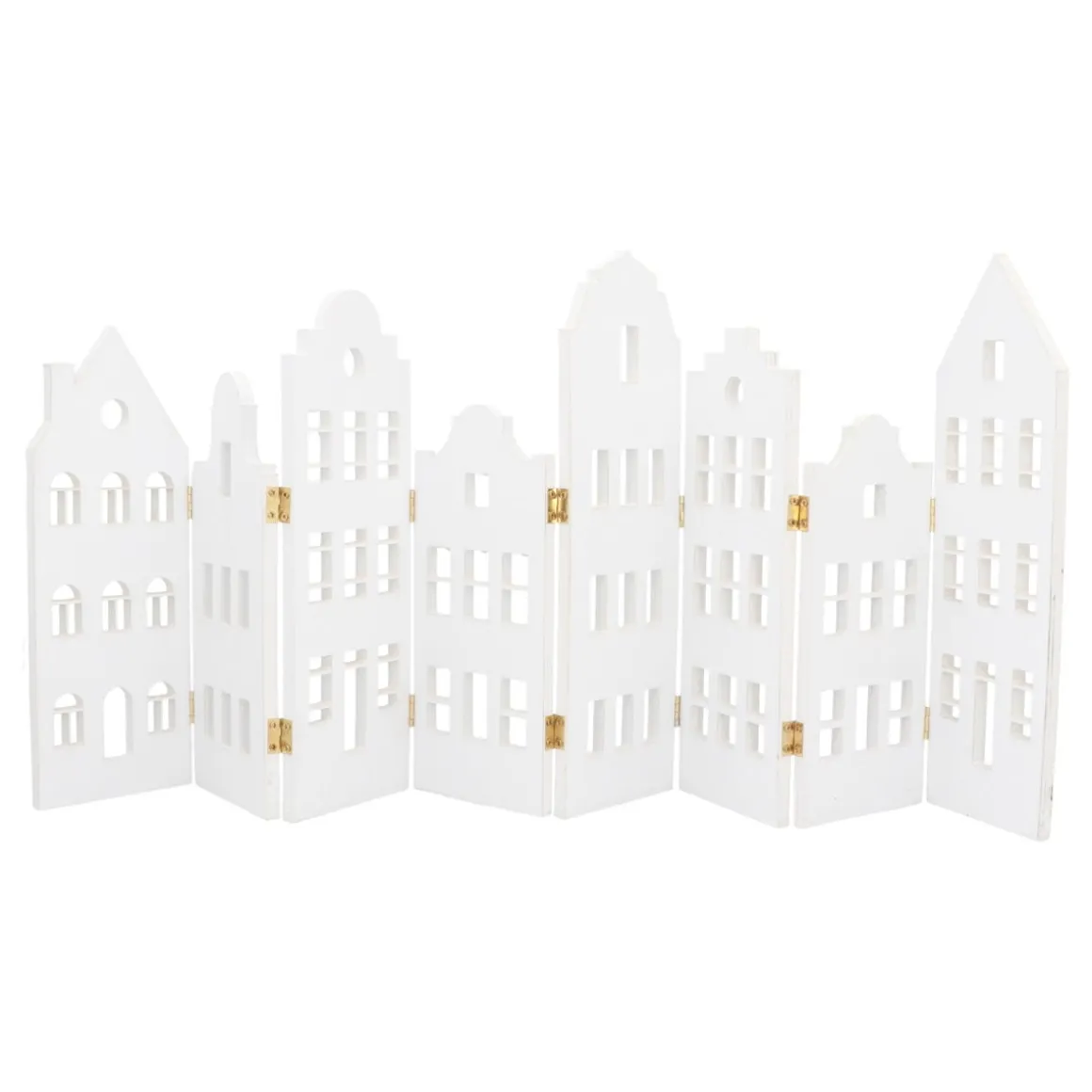 Wooden Row Of Houses With Golden Hinges