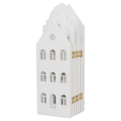 Wooden Row Of Houses With Golden Hinges