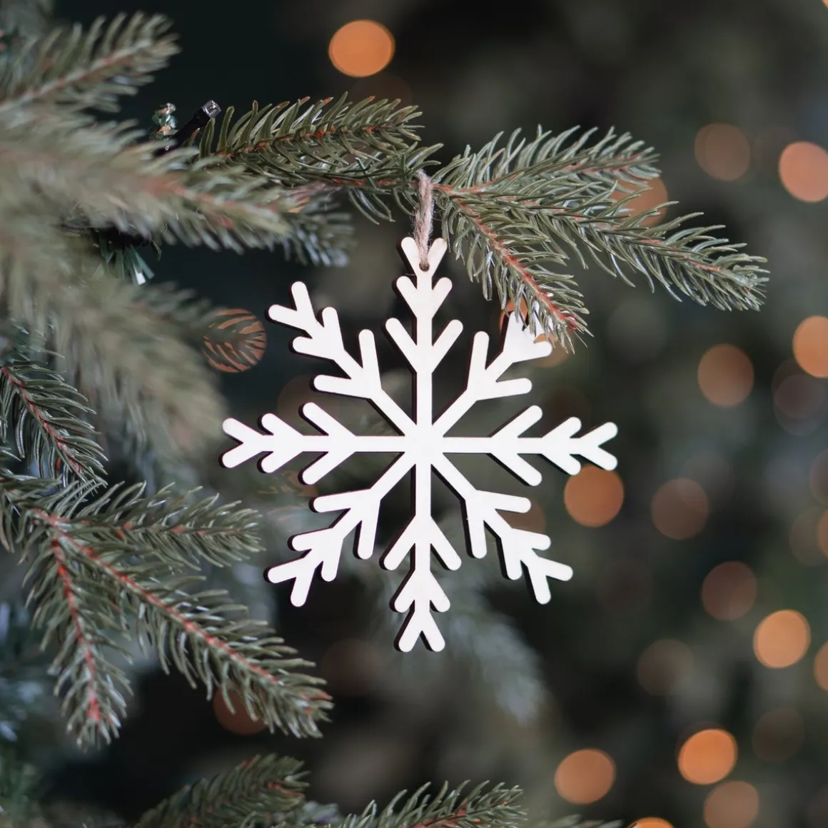 Wooden Snowflake Ornament | Natural | 12 Cm