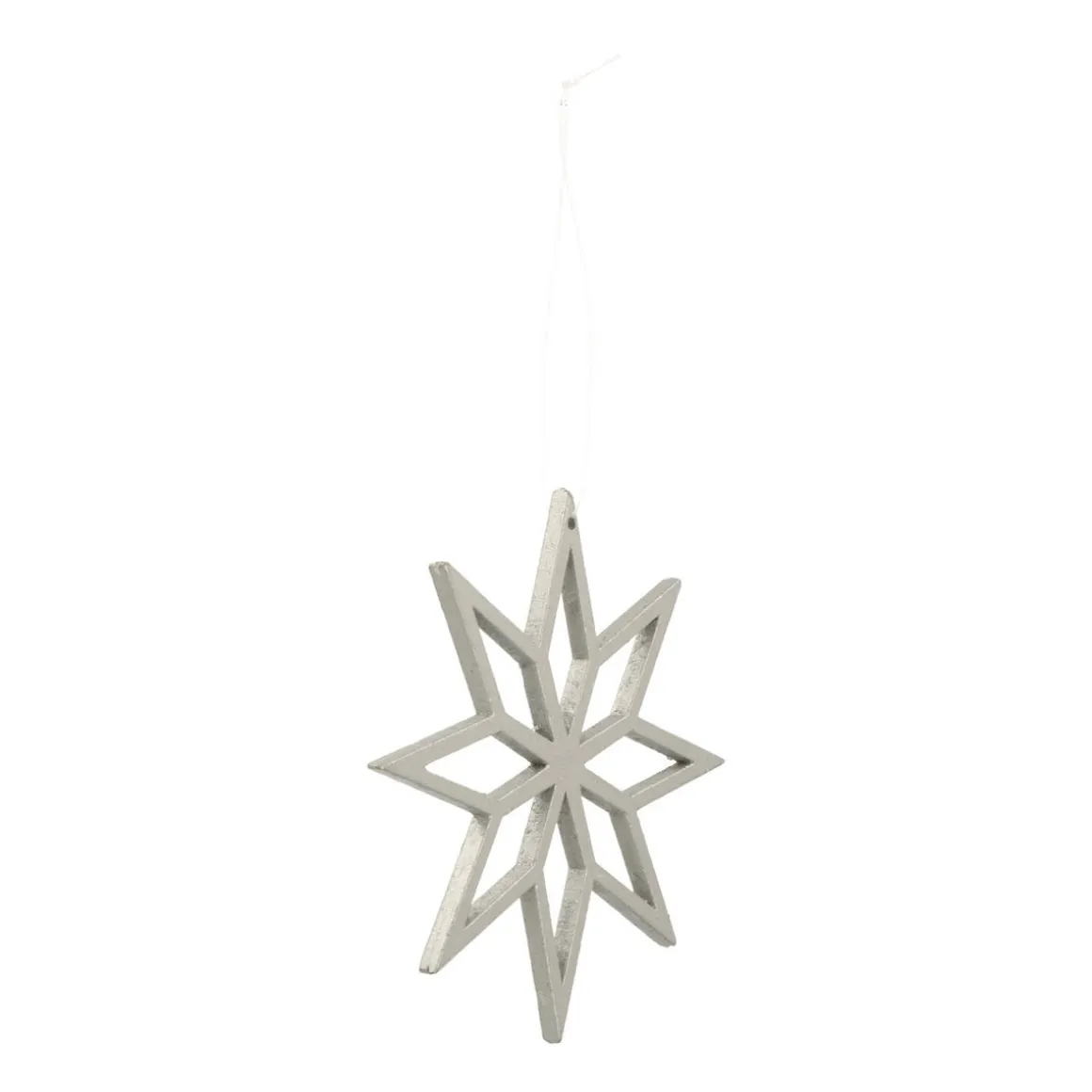 Wooden Star Ornament | Silver | 12 Cm