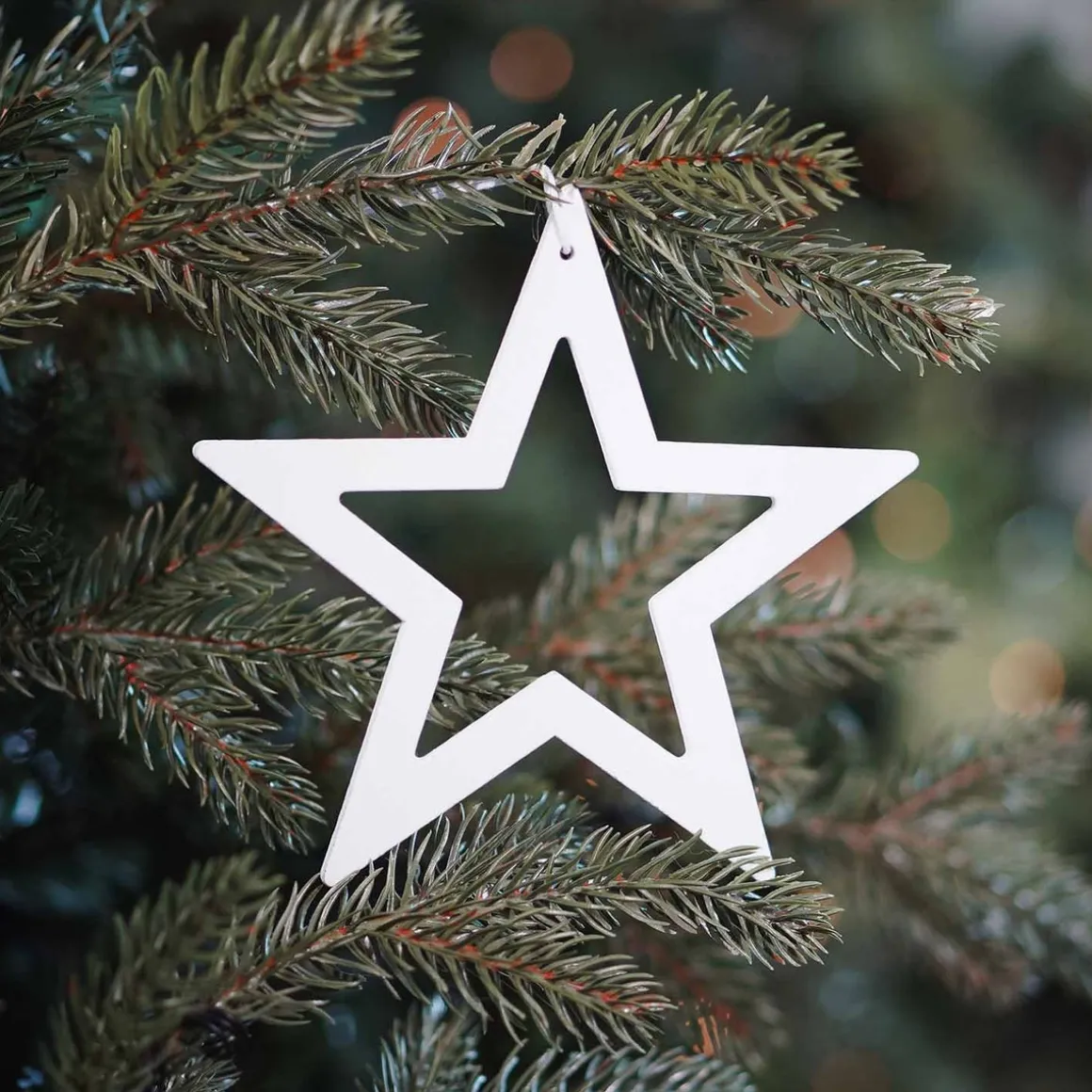 Wooden Star Ornament | White | 15 Cm