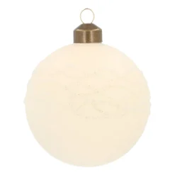 Wool White Christmas Bauble With Wavy Glitters