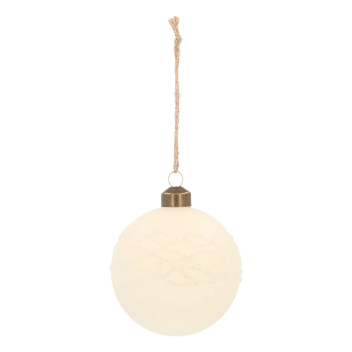 Wool White Christmas Bauble With Wavy Glitters