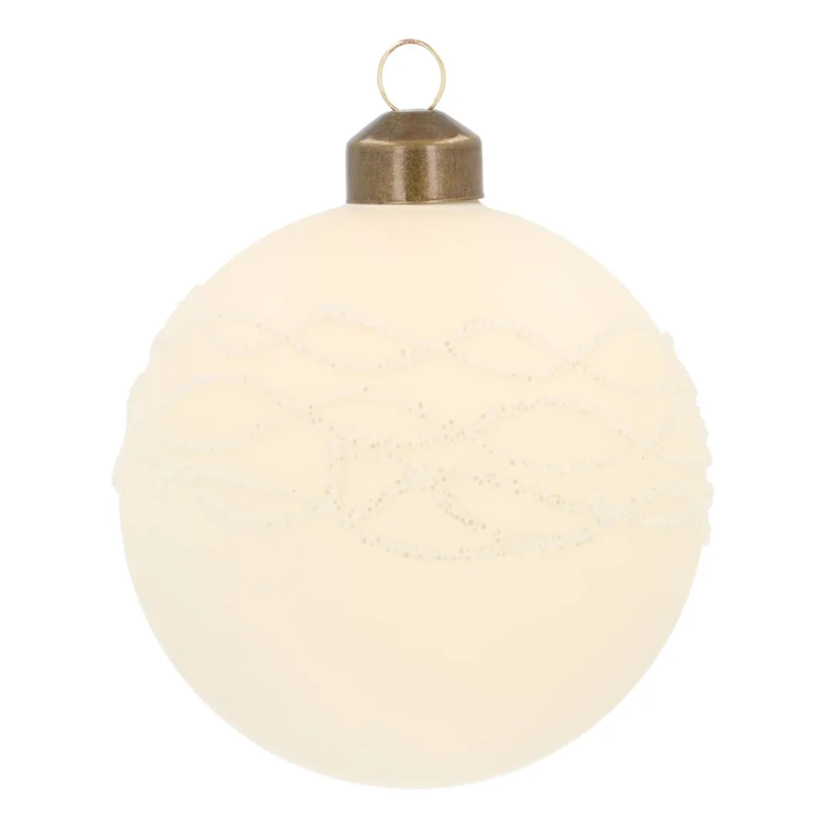 Wool White Christmas Bauble With Wavy Glitters